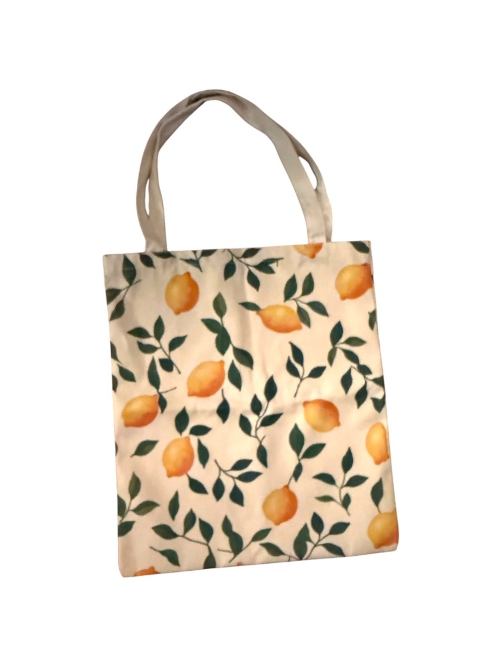 Lemon Print Canvas Tote Bag, Citrus Market Shopper Reusable NWOT - Picture 2 of 6